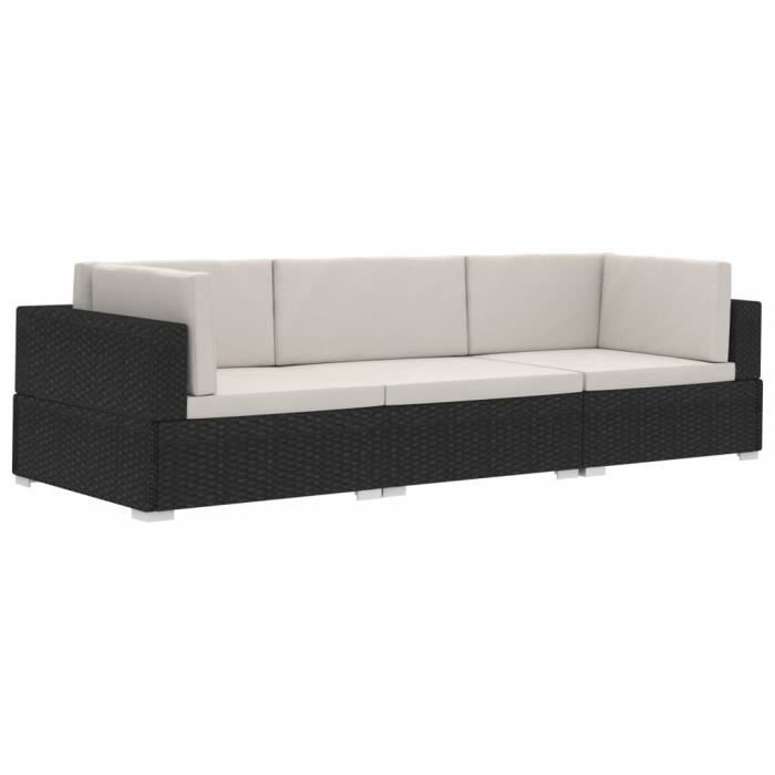 VidaXL Garden Sofas 3 Pcs with Cushions Wicker Resin Black