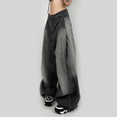 Kadın Yaz Yeni Yıkanmış Hit Renk Bel Pileli Bol Paça Günlük Moda İnce Kot