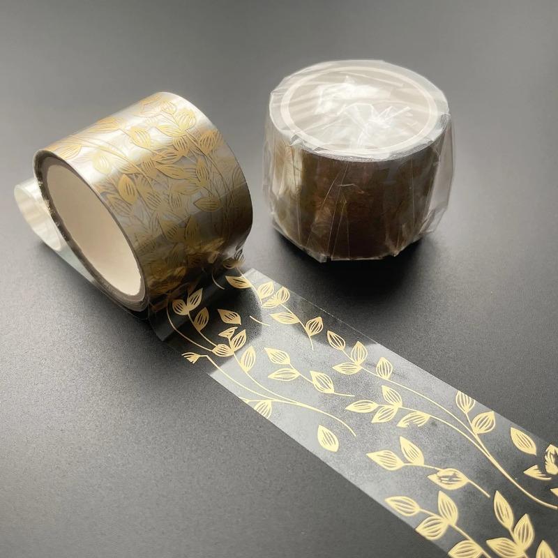 Butterfly Feather Leaves Decorative Adhesive Tape Golden Transparent  Washi Tape Scrapbooking Sticker Label Stationery Tape