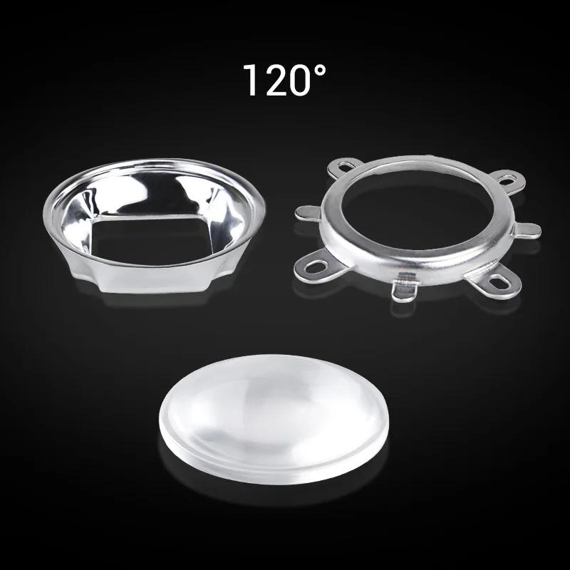 

1 комплект 44-мм світлодіодної лінзи з оптичним скляним покриттям 60 120 градусів + 50-мм відбивач-коліматор + фіксований кронштейн для світлодіодного чіпа COB потужністю 20 Вт, 30 Вт, 50 Вт, 100 Вт