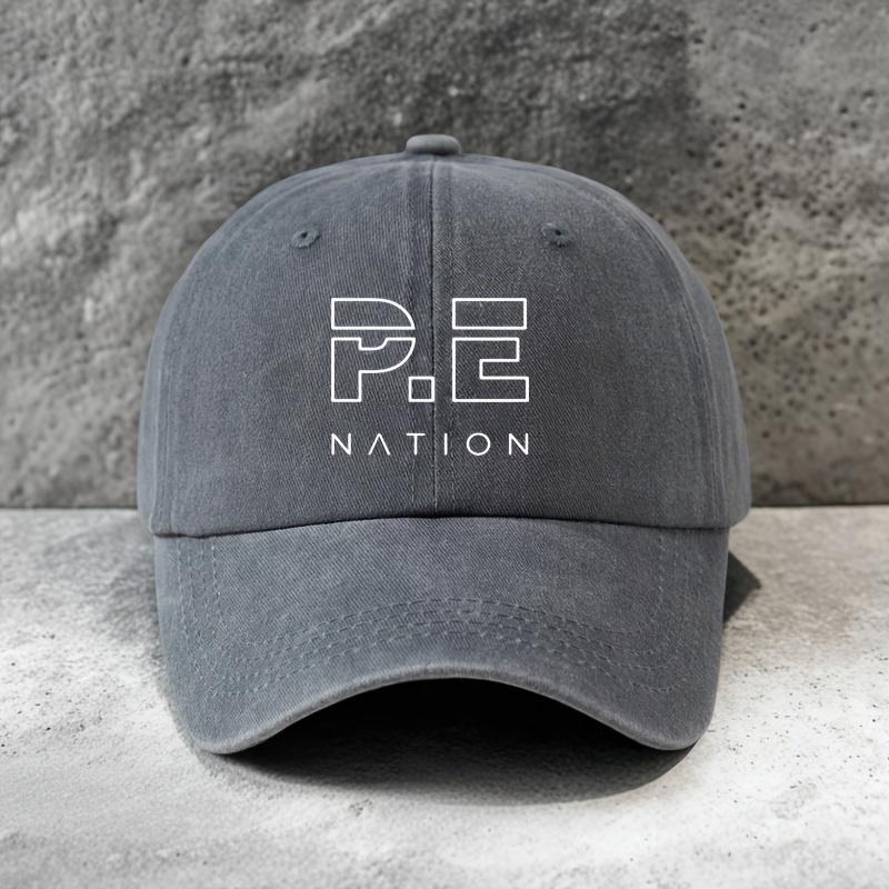 

Lightweight Breathable Baseball Cap with P E NATION Letter Print Casual Unisex Hat for Outdoor Travel Beach One Size