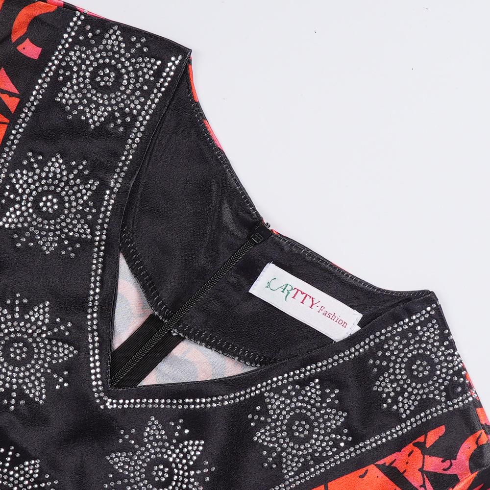 Rochie nouă africană de damă plus size, largă, cu decolteu în V și imprimeu