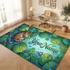 Cat Theme Crystal Velvet Floor Rug Personalized Custom Name Text Warm Carpet Home Decoration