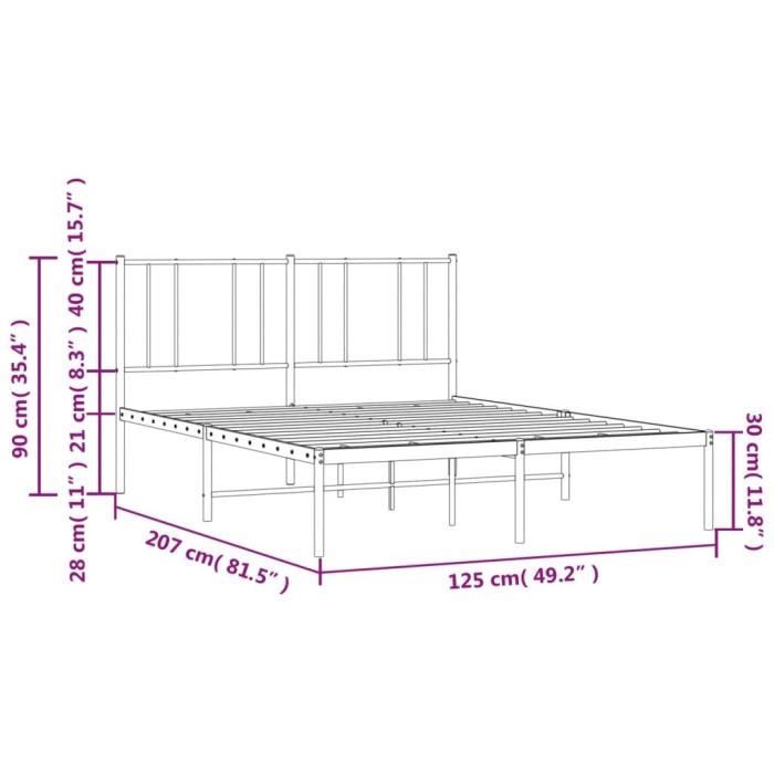 VidaXL Metal Bed Frame with White Headboard 120x200 Cm 352527