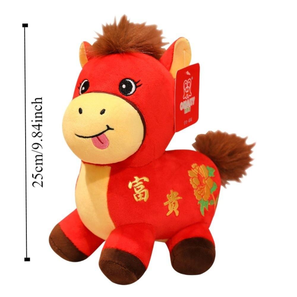 Soft Horse Mascot Stuffed Animal PP Cotton Chinese Horse Plush Doll  Chinese New Year Gift