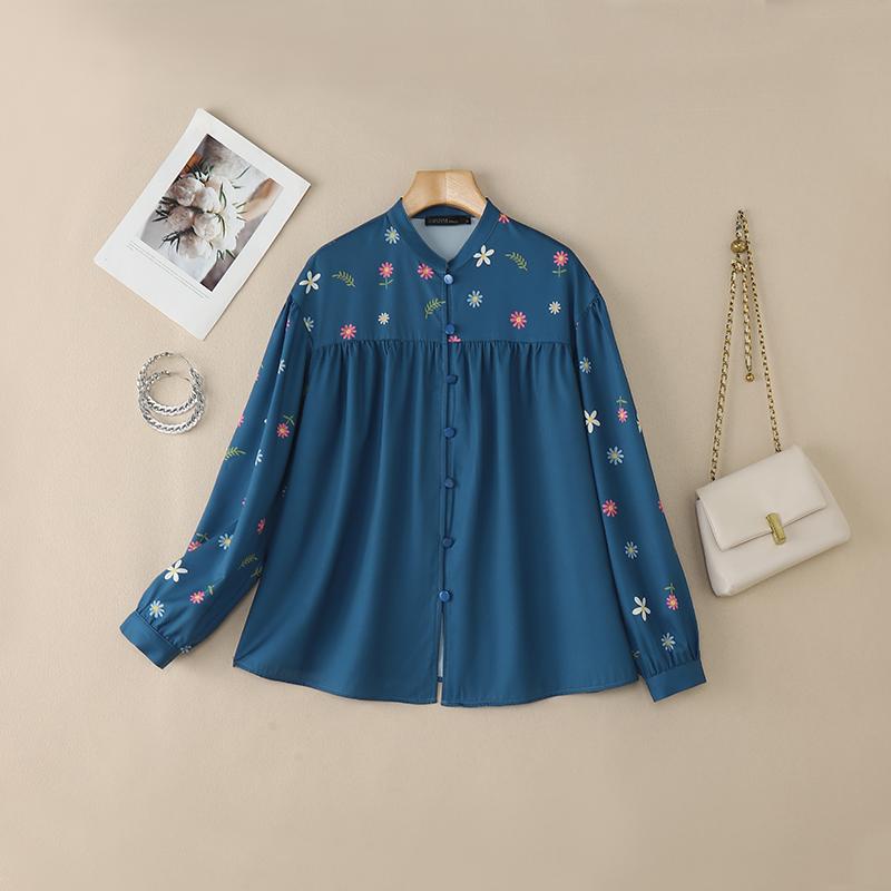ZANZEA Women Round Neck Floral Print Long Sleeve Casual Blouse
