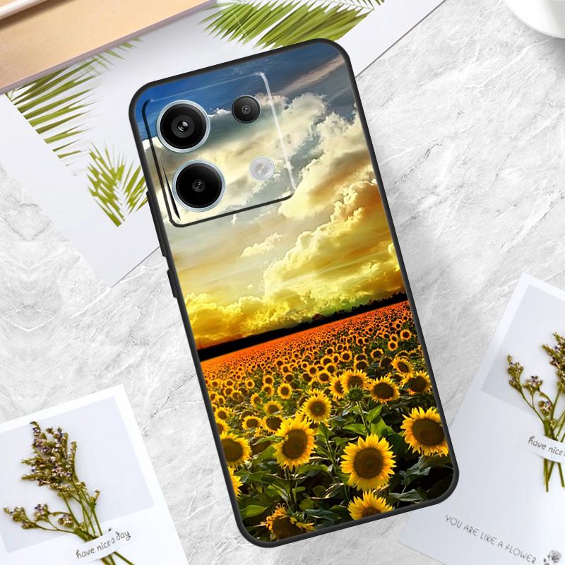 Sunflower  Floral Case For Xiaomi Redmi Note 13 Pro 14 12 11 10 15 Pro Plus Redmi 15C 10C 12C 13C 14C 15 Cover