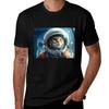 Süße Weltraumkatze im Astronautenanzug T-Shirt Trendiger Aufdruck Kurzarm T-Shirt