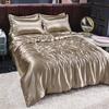 Bedding Set Solid Color Luxury Bedding Kit Rayon Satin Duvet Cover Set Twin Queen King Size Bed Set 3pcs/4pcs Home Textile