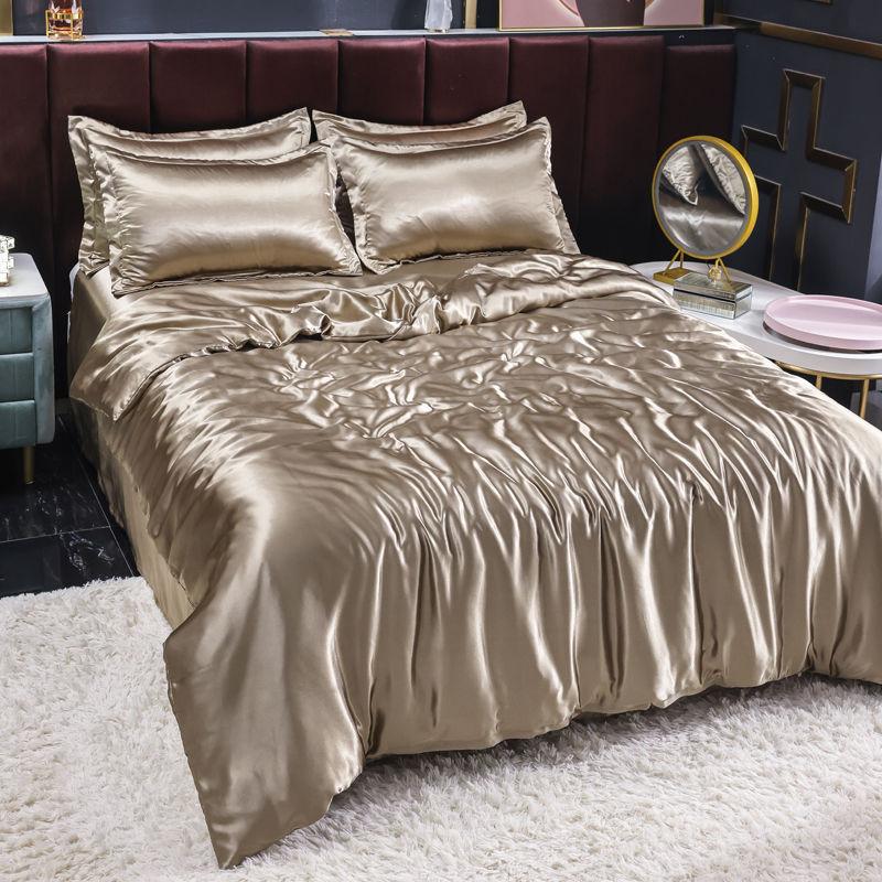 Bedding Set Solid Color Luxury Bedding Kit Rayon Satin Duvet Cover Set Twin Queen King Size Bed Set 3pcs/4pcs Home Textile