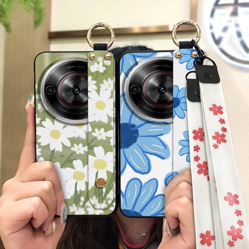 Shockproof Fashion Design Phone Case For ZTE Blade A75 5G/Nubia Focus 5G/Calf 5G Phone Holder Oil Painting Wrist Strap