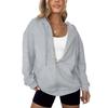 Women's Fashion Casual Solid Color Zipper Jacket Long Sleeve Sweatshirt