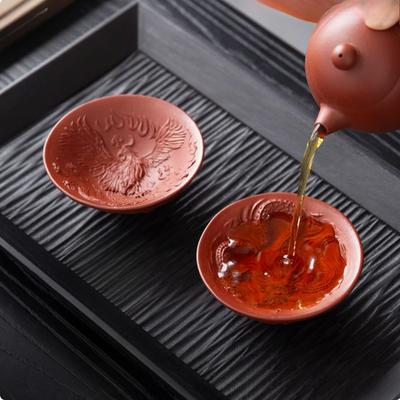 Traditional Chinese Handmade Dragon Cup Phoenix Cup, Three-dimensional Relief Carving, Purple Clay Cup, Tea Ceremony, Master Cup