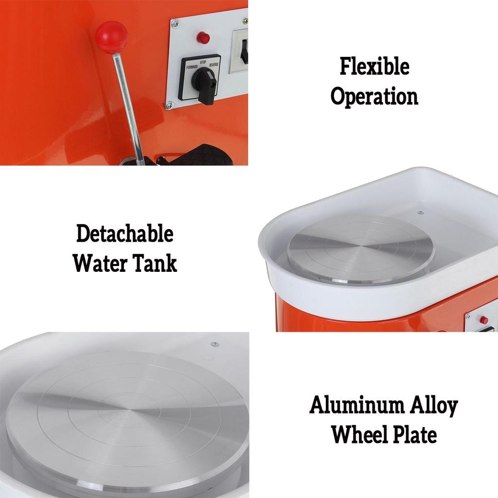 600W DIY Electric Pottery Wheel Ceramic Machine Foot Pedal Clay Pottery Forming Ceramic Works Art Work Mould Orange53 x 41 x 37 cm