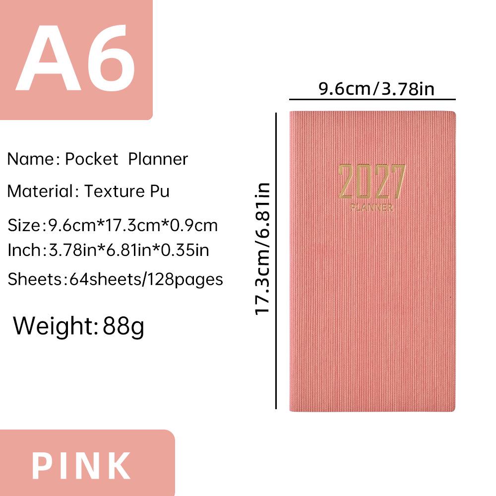 In-Stock 2027 A6 Slim Weekly Planner - English, PU Cover, Portable