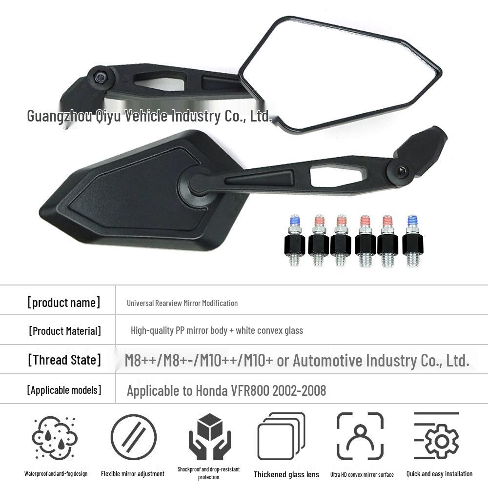 Universal Foldable Polygonal Rearview Mirror for Electric Motorcycles
