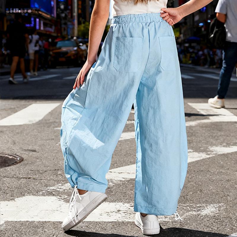 6-16 Years Kids Girls Casual Cargo Pants Loose Drawstring Pants