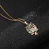 Exquisite Small Batch Colorful Zircon Owl Pendant Necklace Animal Shape Titanium Steel Collarbone Chain Fashion Versatile Women's Jewelry
