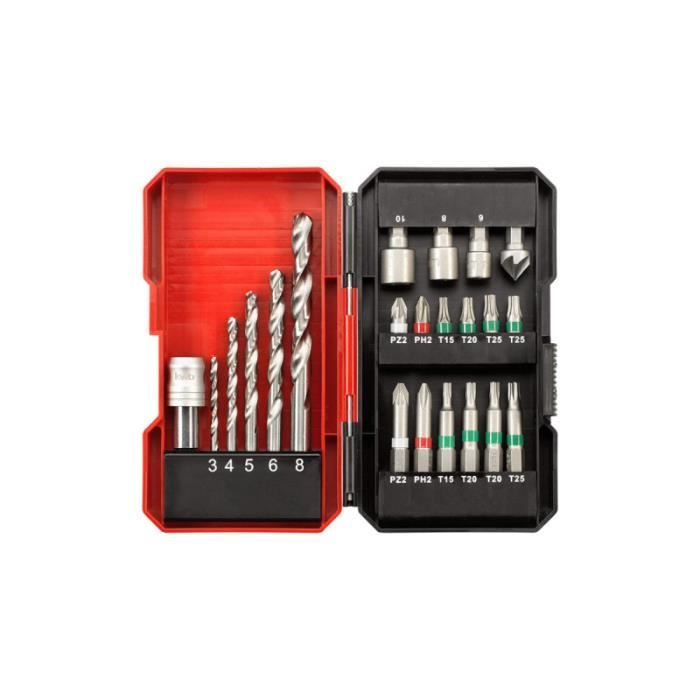 Coffret d'accessoires - EINHELL - 22 accessoires - Embout hexagonal 1/4" - Compatible avec perceuses