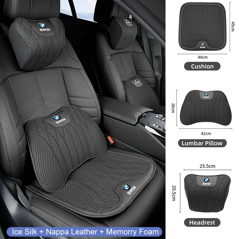 Ice Silk Car Headrest Neck Cushion Lumbar Support Pillow Seat Cushion For BMW 3 5 Series G32 G20 F10 F30 X3 G01 X5 G05 G30 G60