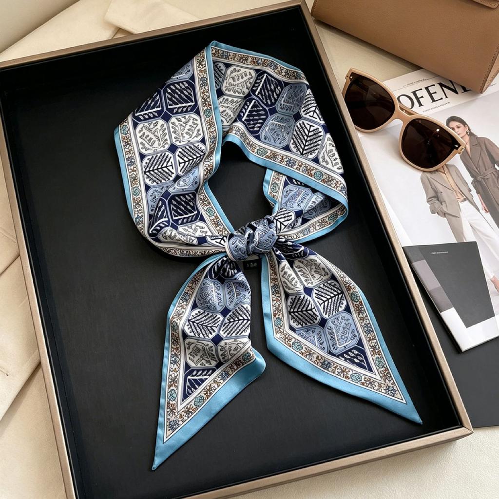 French retro polka dot long silk scarf women's spring and summer fashion temperament versatile high-end scarf headband streamer belt