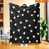 A New Arrival for Spring And Summer, This 2D Flat Printed Blanket Features a Easy Black And White Heart Pattern. It'S Suitable for All Seasons, Perfec
