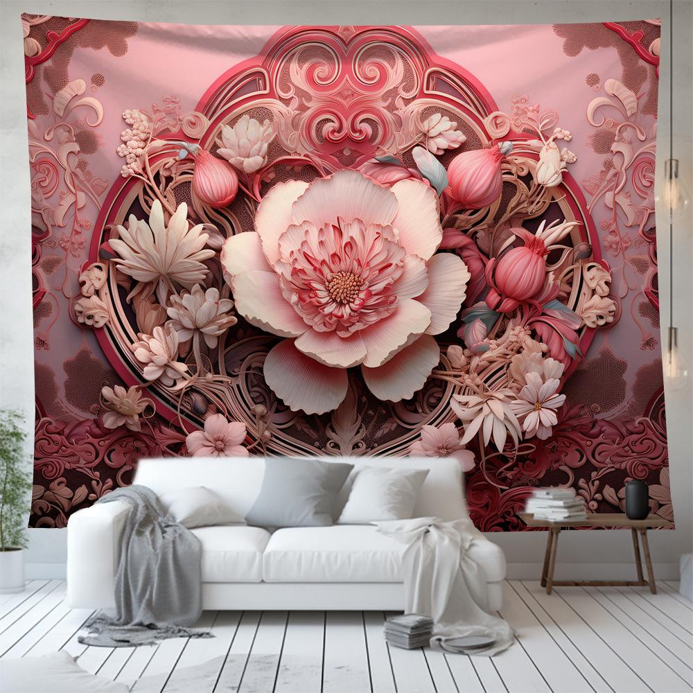 Chic Pink Floral Tapestry Flower Plant Series Wall Hanging Background Cloth Nordic Home Living Room Bedroom Decor Tapestries