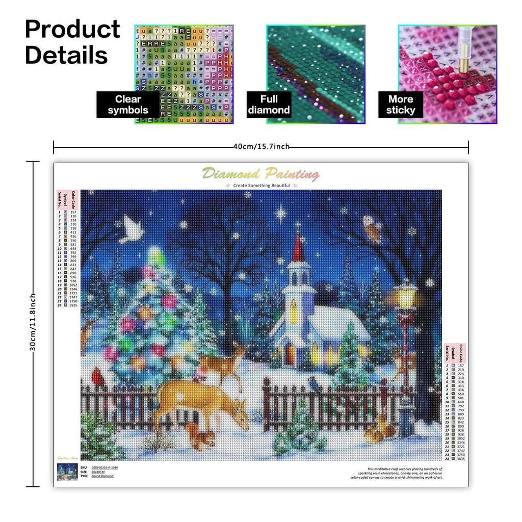 5D DIY Christmas Diamond Painting Deer Diamond Mosaic Winter Diamond Embroidery Cross Stitch Home Decor 30x40cm/12x16inch