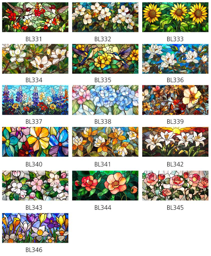 Floral Pattern Pvc Static Cling Window Film With Removable Design For Living Room Decor