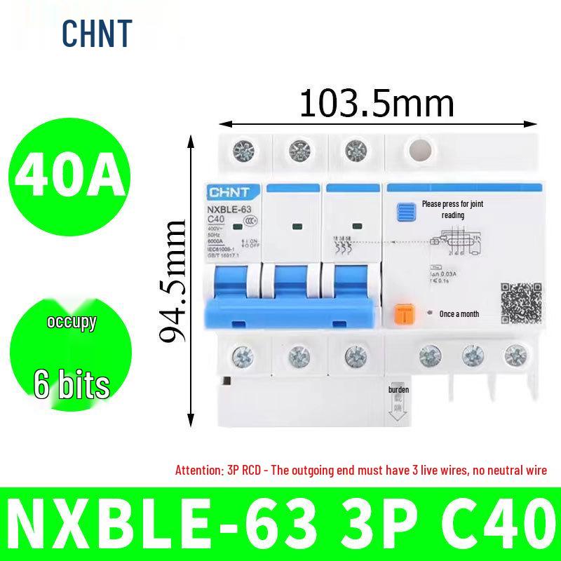 Chint Leakage Protector Circuit Breaker: 2P, 1P3P+N, 4P with Leakage Protection (32A, 20A, 40A, 63A) Air Switch