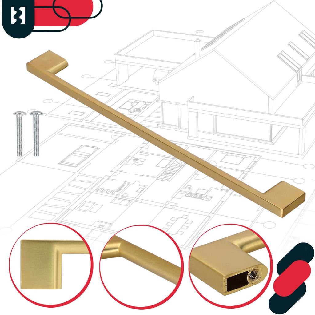 KOTARBAU® Kitchen Furniture Handle Classic Modern Oblong Long Matte Gold 289 MM Spacing 256 MM Set of 2