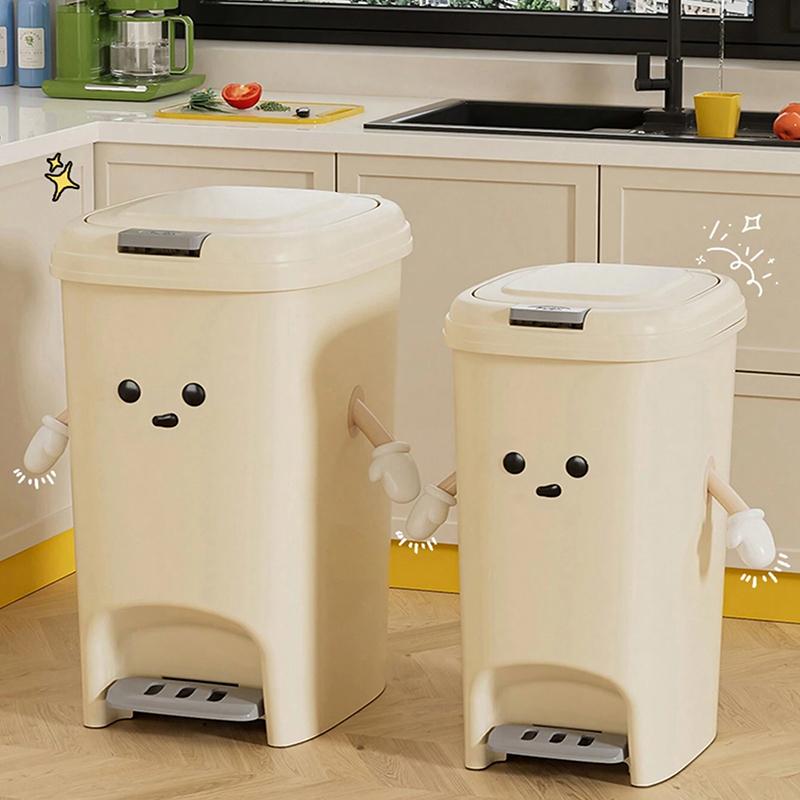 Kitchen Trash Can Household Large Premium Feeling Bathroom Toilet Foot Press Double Open Trash Can with Lid Waterproof