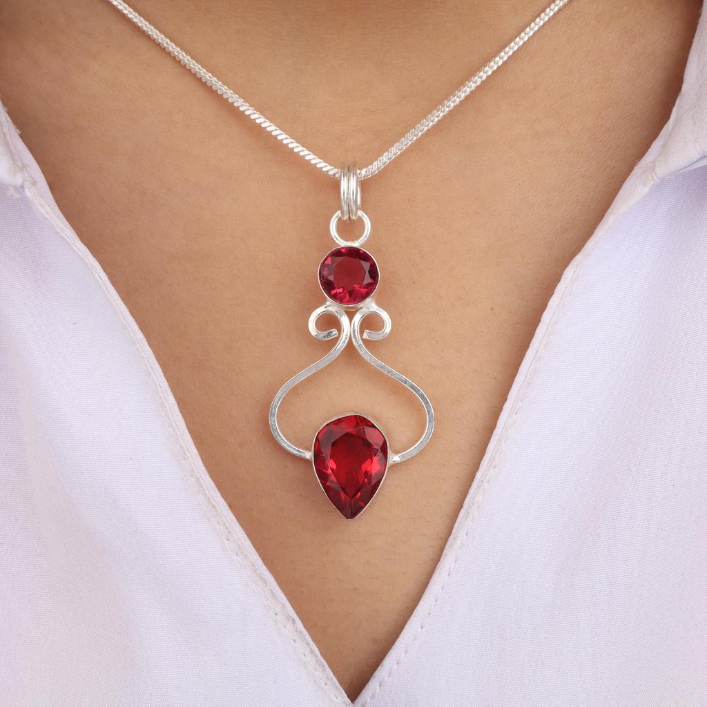 Pink Rubellite Gemstone 925 Solid Silver Handcrafted Jewelry Women Pendant 1.60" For Birthday Gift PP-13-11
