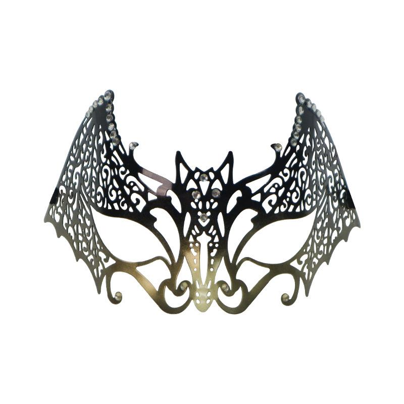 Carnival Masquerade Ball Diamond Encrusted Iron Half Face Bat Mask Halloween Party Sexy Iron Eye Mask