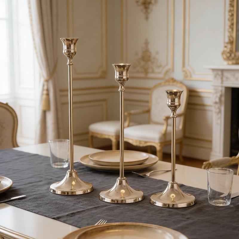European Style Exquisite Metal Candlestick Elegant Rustproof Candle Stand for Wedding Table Home Dinner Decor