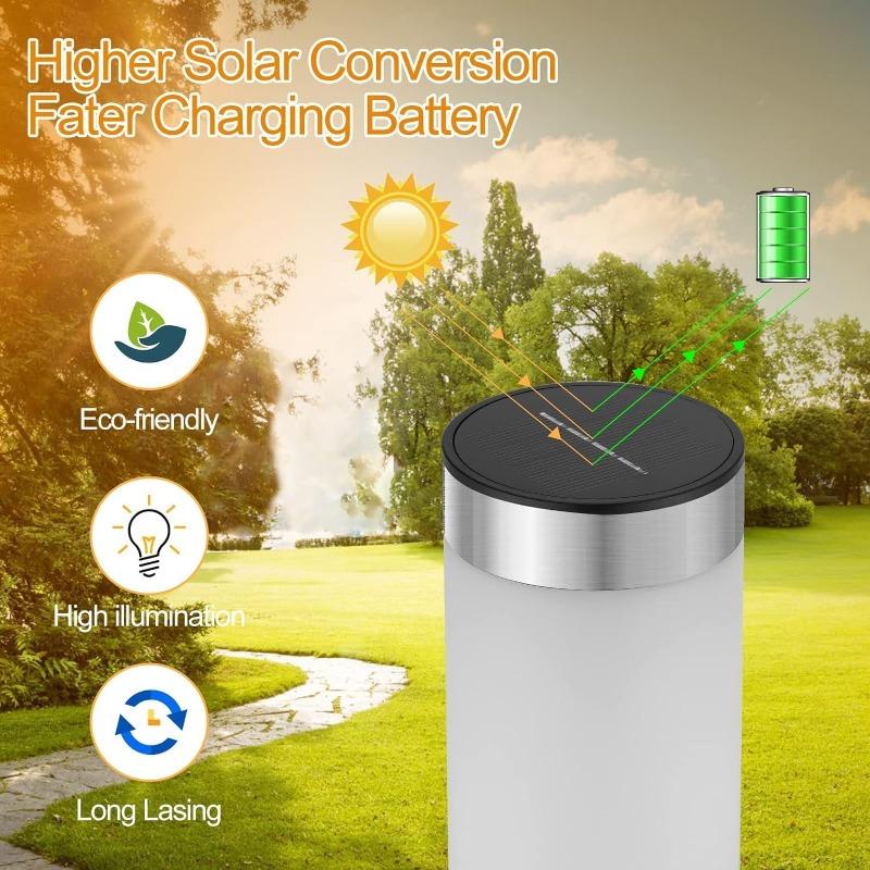 Solar Light White Solar Light Stainless Steel Waterproof LED Outdoor Garden Light Suitable for Courtyard Lawn and Trail