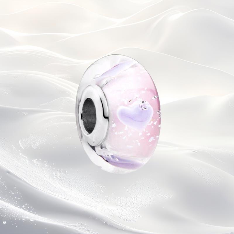 Cherry Blossom Flower Clip Charm Beads Dangle Fit Original Snake Silver Bracelet Necklace Bead For Diy Jewelry Women Gift