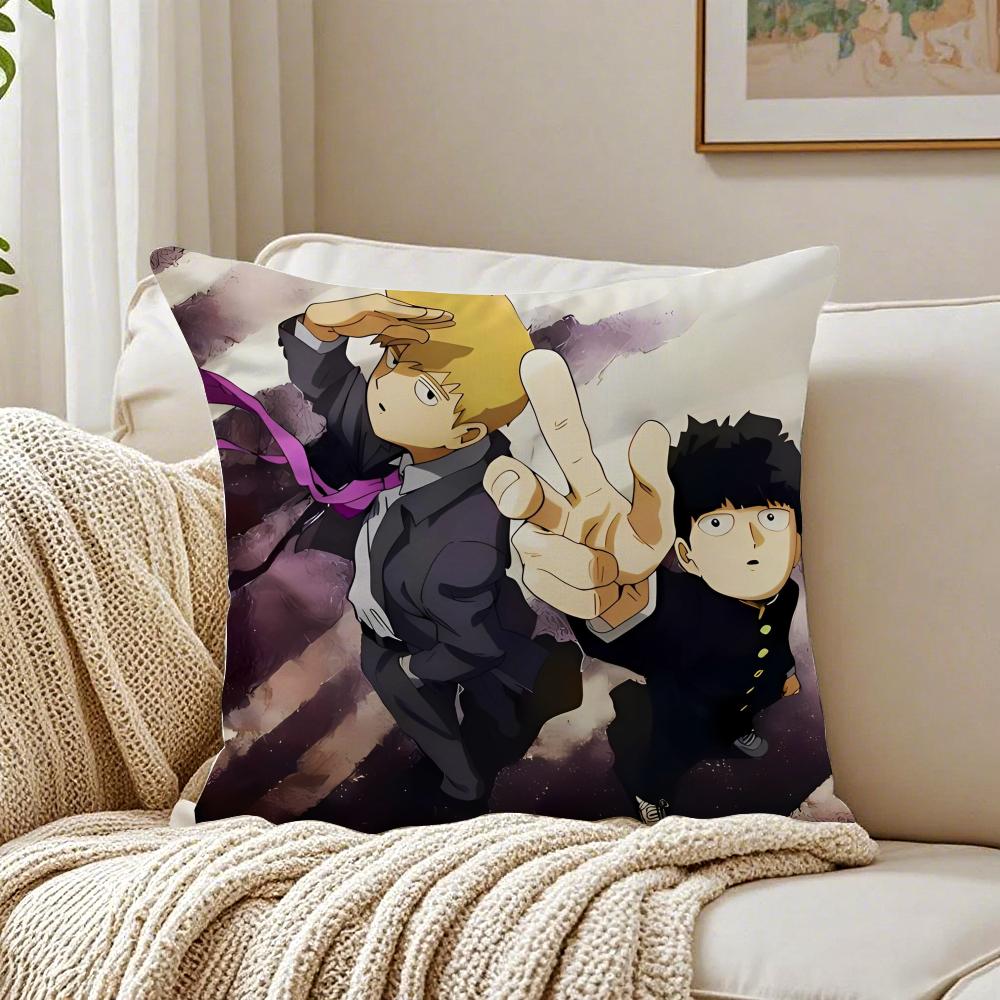 Action Japanese Anime MMob Psycho 100 Cushion Cover Pillowcase Antidustmite Living Room Sofa Decor Cushion Room