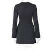 LYRIA Mini šaty bodycon na zip s dlouhým rukávem a kapsou, jednobarevný elegantní outfit, kancelářský streetwear, dámské podzimní zimní oblečení