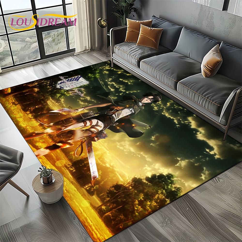 Attack on Titan Eren Anime Cartoon Carpet Rug for Bedroom Living Room Home Sofa Decoration,kids Play Decor Floor Mat Gift
