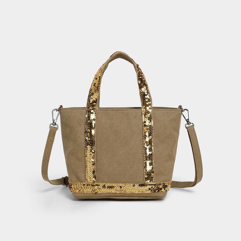 Fashi Brand Sequined Small Square Bag Simple Retro Fashi Handbag Commute Travel Unisex Zipper Shoulder Messenger Canvas Bag