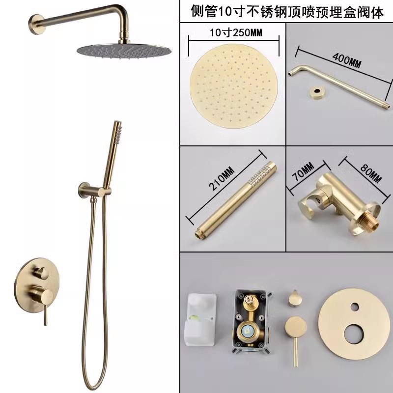 Brushed Gold  Bathroom Shower Faucet In Wall Bath and Shower Faucet Set Black Bathroom Shower Mixer Bath and Rainfall Shower