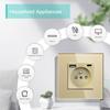 BSEED 1/2/3Gang Touch Light Switches 1Way With French Sockets Type-c USB Wall Power Outlets Glass Panel Blue Backlight Gold