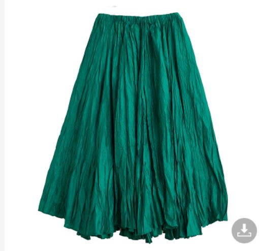 

XITAO плиссированные однотонные повседневные модные свободные юбки с эластичной резинкой на талии DMJ1498 One Size зелёный