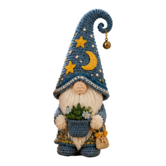 Niedliche Zimmerpflanzentopf-Topper Häkel-Gnom-Figur, Handgefertigte Gestrickte Puppe mit Topfpflanzen, Frühlings-Kunsthandwerk-Sammlerstücke Sommer Schwedischer Tomte