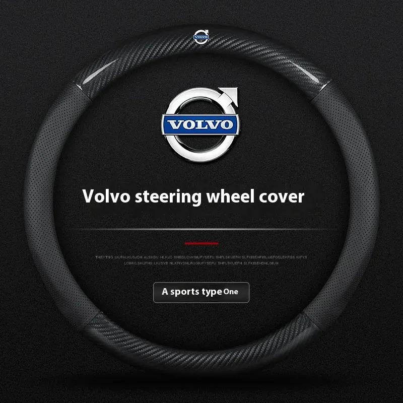 Volvo XC40 XC60 XC70 XC90 S40 S60 S80 S90 V40 V50 V60 V70 V90 C30 C70 Carbon fiber Leather Car Steering Wheel Cover Accessories