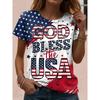 Women's American Flag & Bald Eagle Print T-Shirt Casual Short Sleeve Crew Neck Patriotic Graphic Tee for Summer
