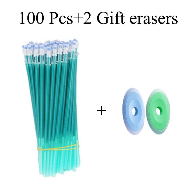100 /12 Pcs/lot 0.5mm Gel Pen Erasable Pen Refill Rod Set High Capacity Blue Black Ink Shool Washable Handle Pens Stationery