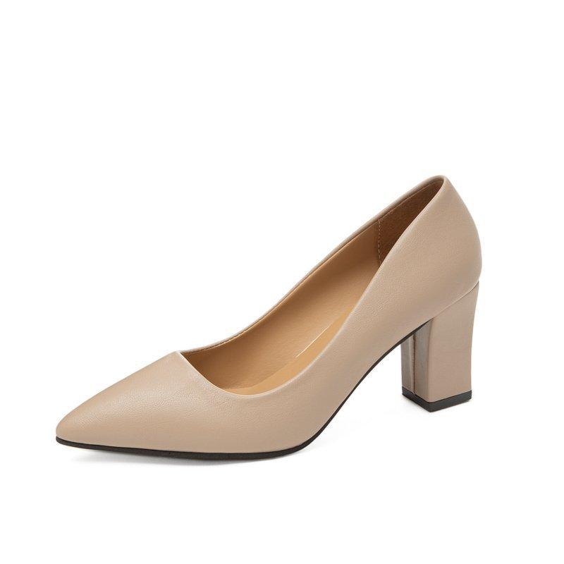Women's Casual Low Heels Pointed Closed Toe Chunky Block Heeled Pumps Comfortable Non-Slip Pump Shoes for Women Business Office Work Dressy Shoes