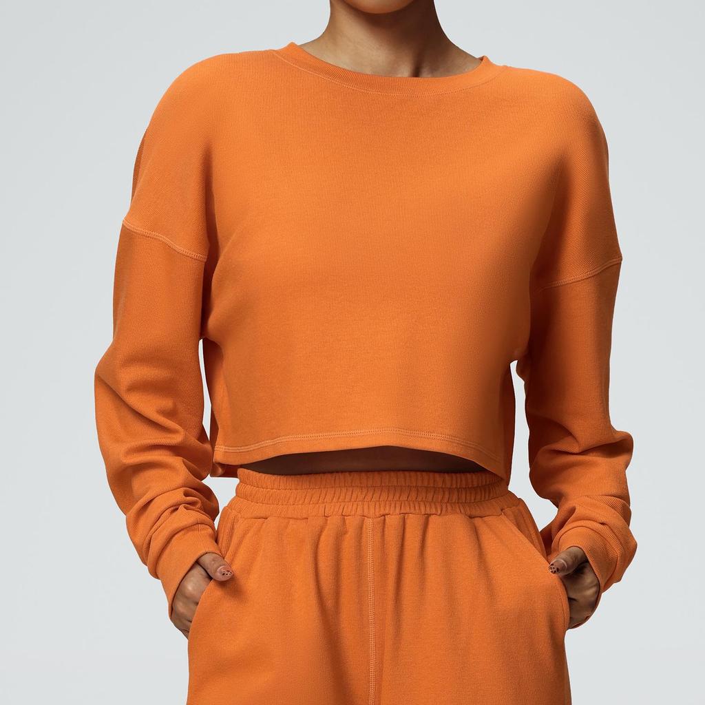 New Casual Round Neck Long Sleeve Sweatshirt for Autumn/Winter - Short, Loose, Fashionable T-Shirt for Fitness & Running